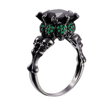 Load image into Gallery viewer, Skull Ring, Black or clear Zircon, multiple colored stones and rings