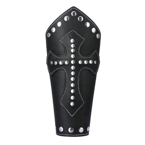 1 pc or pair - Faux Leather Bracers Armor - Riveted Cross- 2 colors to choose
